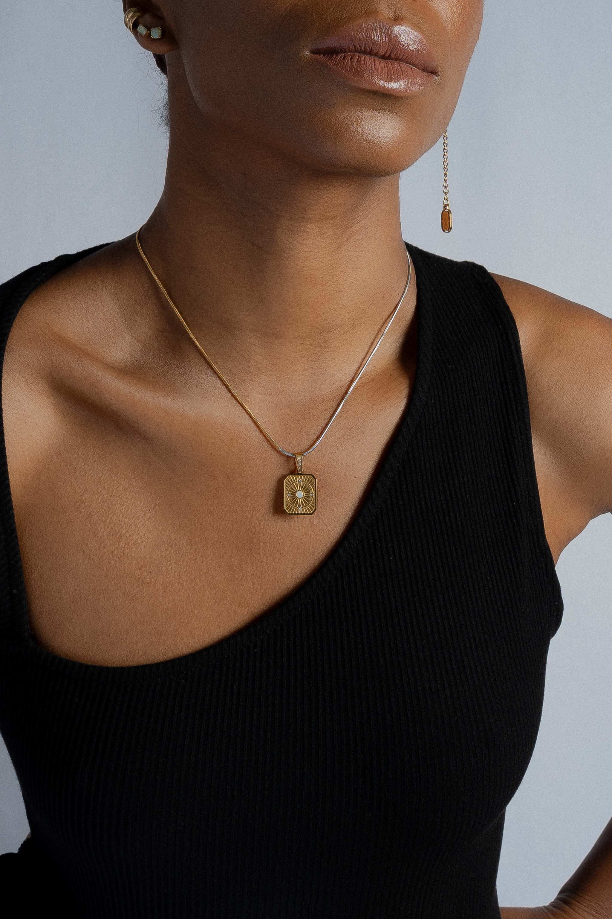 Tarot Necklace with Mixed Metal Snake Chain