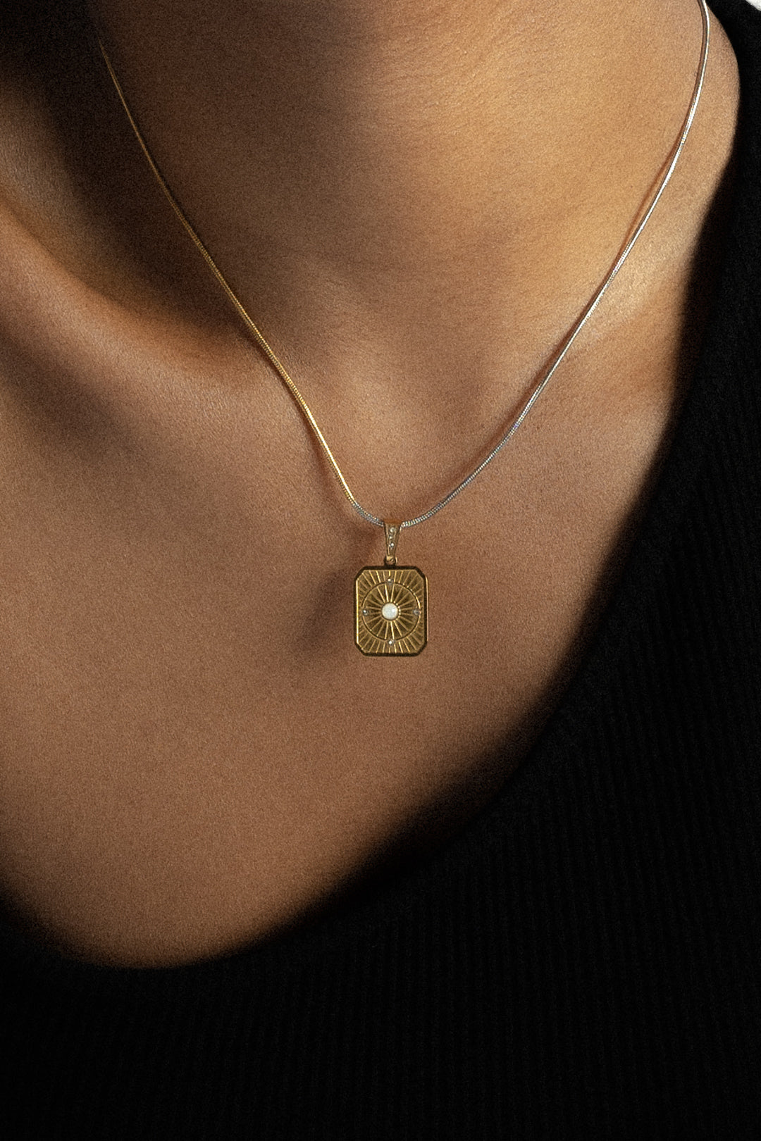Tarot Necklace with Mixed Metal Snake Chain
