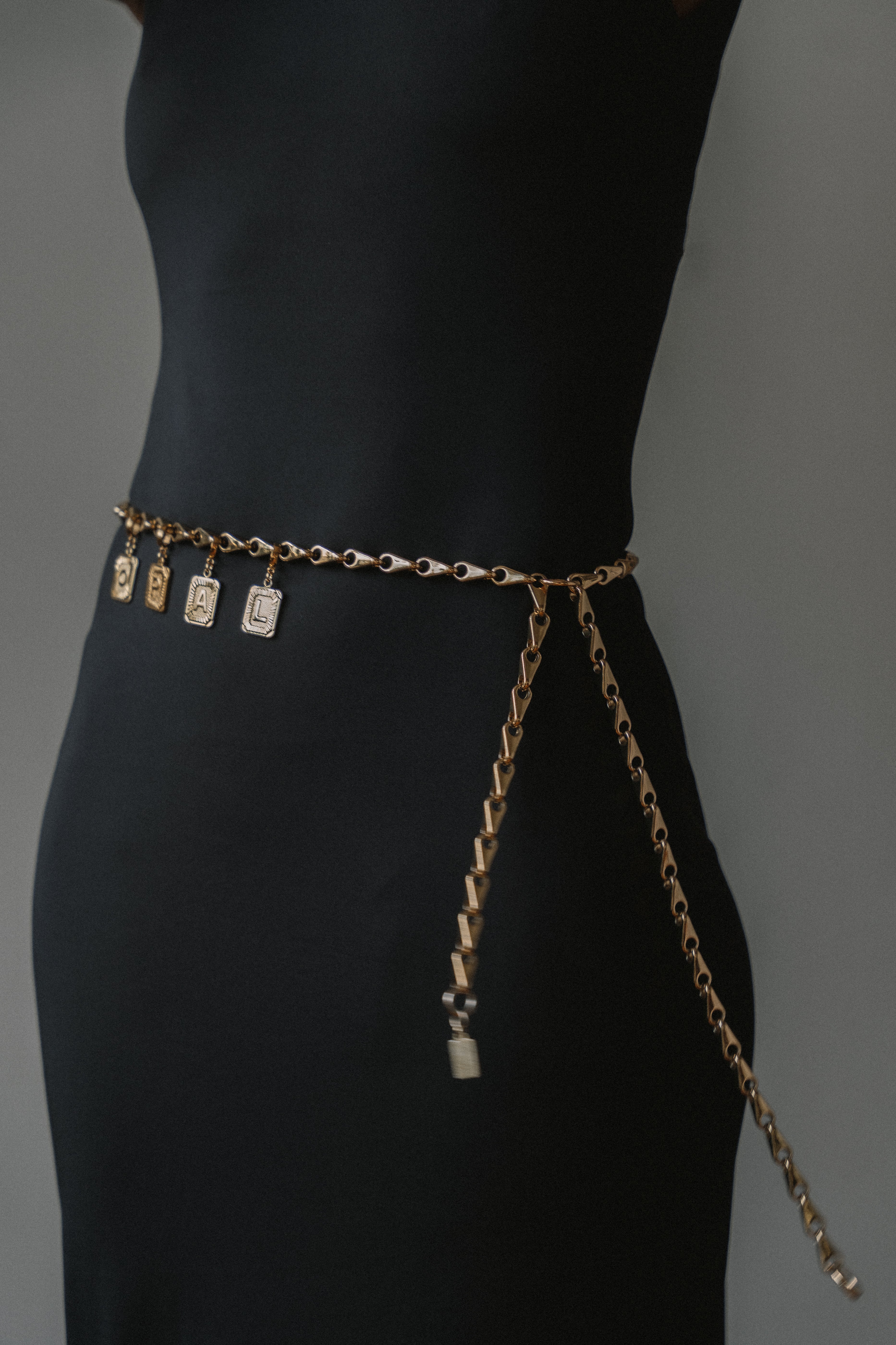 Custom Monogram Chain Belt - Gold
