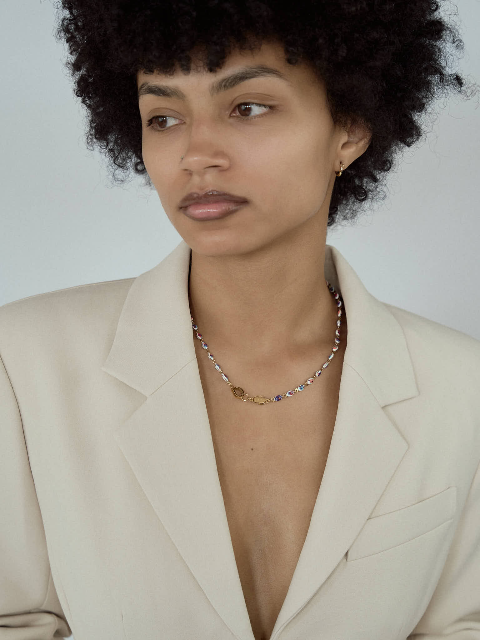 Pixel Multicolored Gold Necklace